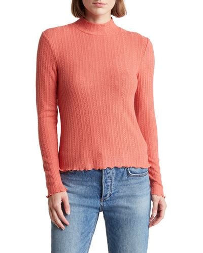 Truth Mock Neck Long Sleeve Top - Red