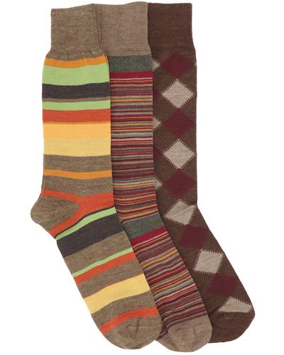 Lorenzo Uomo Assorted 3-pack Wool Blend Crew Socks - Multicolor
