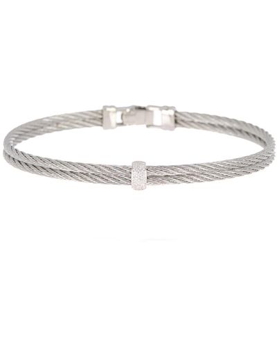 Alor 18k White Gold Stainless Steel Cable Cascade Chain Bracelet - Metallic