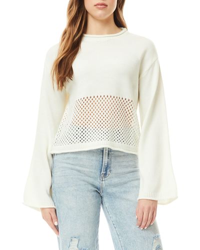 Love By Design Apollo Open Knit Hem Crop Sweater - White