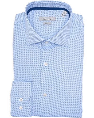 Perry Ellis King Slim Fit Micro Dot Shirt - Blue