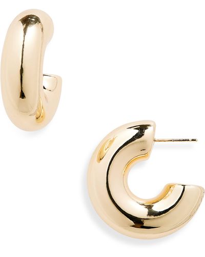 Natasha Couture C Tube Hoop Earrings - Metallic