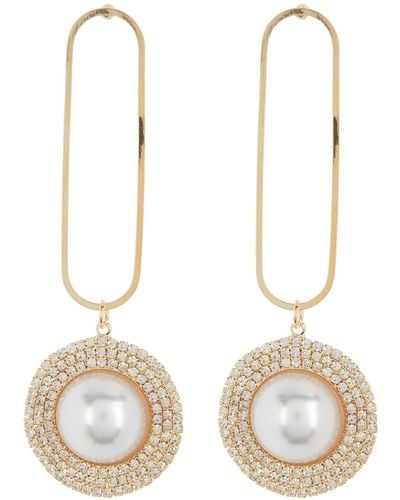 Tasha Crystal & Imitation Pearl Drop Earrings - White