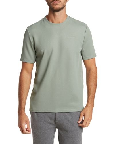 Tahari Piqué Texture Perforated T-shirt In Light Sage At Nordstrom Rack - Multicolor