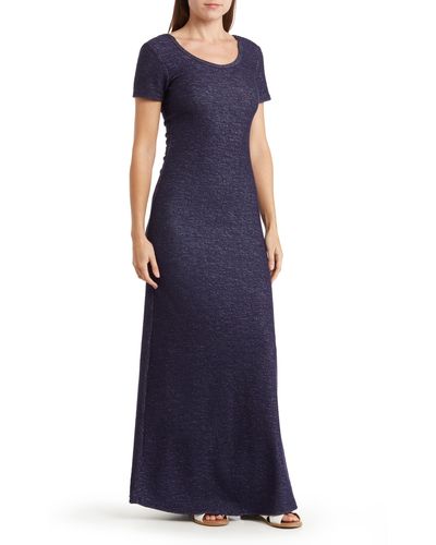 Go Couture Short Sleeve Maxi Dress - Blue