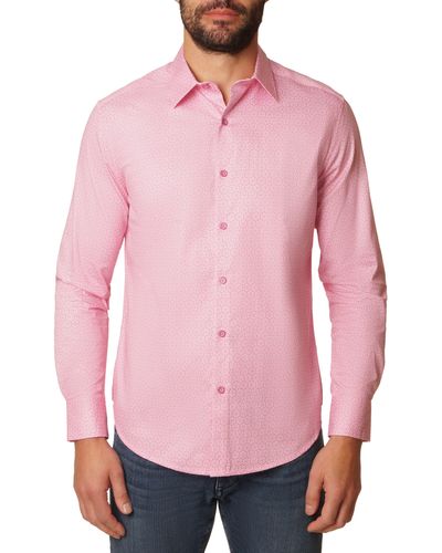 Robert Graham Westley Long Sleeve Cotton Shirt - Pink