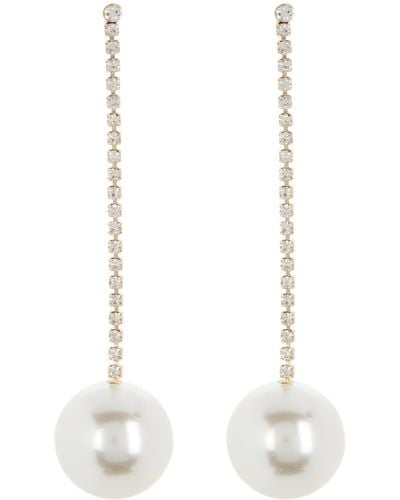 Tasha Imitation Pearl Crystal Chain Drop Earrings - White