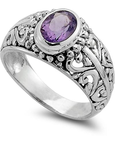 Samuel B. Sterling Silver Amethyst Ring - Purple