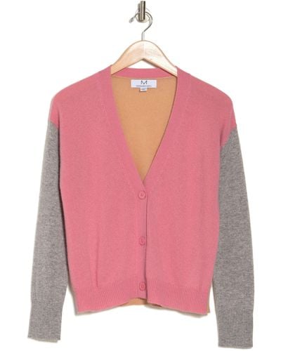 Magaschoni Colorblock V-neck Cashmere Cardigan - Pink
