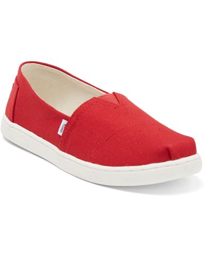 toms red canvas shoes