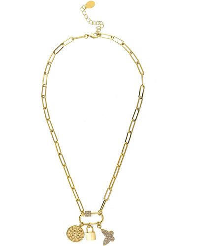 Rivka Friedman 18k Gold Plated Pavé Cz Charm Pendant Necklace - Metallic