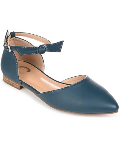 Journee Collection Vielo Ankle Strap Flat - Blue