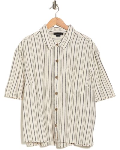 Sanctuary Camp Linen Stripe Button-up Shirt - White