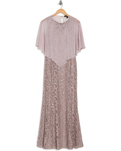 Ignite Sequin Lace Overlayed Gown In Buf At Nordstrom Rack - Multicolor