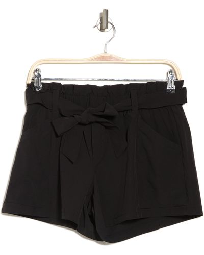 90 Degrees Tie Waist Paperbag Shorts In Black At Nordstrom Rack
