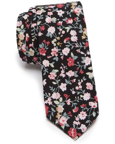 Original Penguin Harkins Floral Print Tie - Black