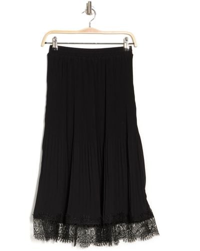 Adrianna Papell Release Pleat Lace Hem Maxi Skirt In Black At Nordstrom Rack