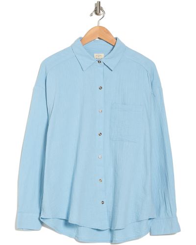 Billabong Right On Cotton Gauze Button-up Shirt - Blue