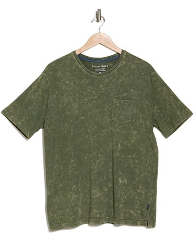 Stone Rose Acid Wash Pocket T-shirt - Green