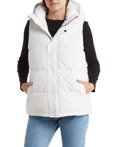 BCBGeneration Hooded Water Resistant Puffer Vest - White