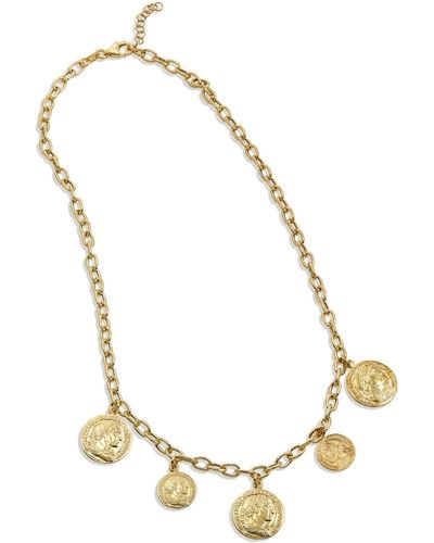 Savvy Cie Jewels 18k Italian Yellow Gold Vermeil Coin Charm Necklace