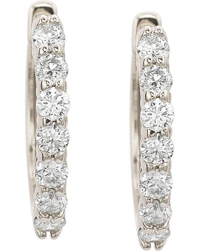 Suzy Levian 14k Gold Diamond Huggie Hoop Earrings - White