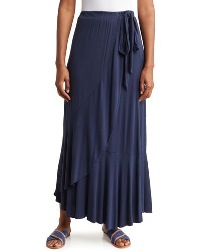 Go Couture Wrap Midi Skirt - Blue