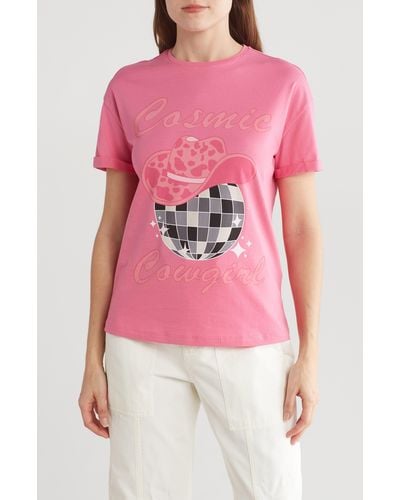 Noisy May Brandy Cowgirl Graphic T-shirt - Pink