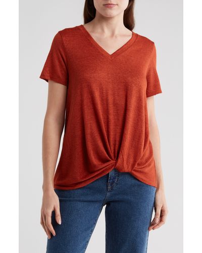 Caslon Twist Hem V-neck T-shirt - Red