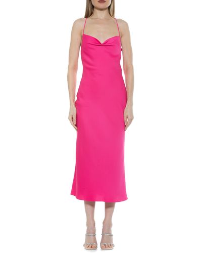 Alexia Admor Dionee Draped Cowl Neck Midi Dress - Pink
