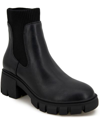 Esprit Ashley Pull-on Bootie In Black Pu At Nordstrom Rack