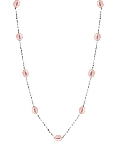 Effy Sterling Silver 7mm Pink Freshwater Pearl Station Necklace - Blue