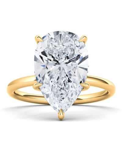 HauteCarat 18k White Gold Pear Lab Created Diamond Engagement Ring