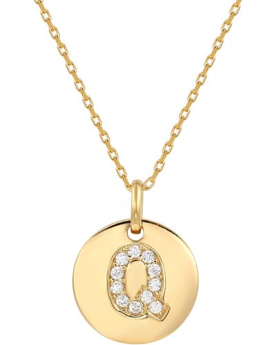 Suzy Levian Cz Initial Disc Pendant Necklace - Metallic