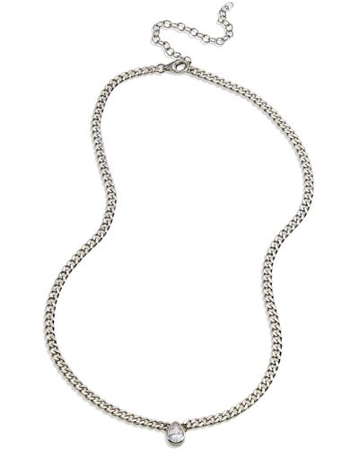 Savvy Cie Jewels Cuban Link Cz Solitaire Necklace - White