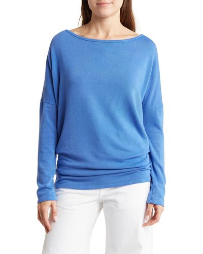 Go Couture Boatneck Dolman Sweater - Blue
