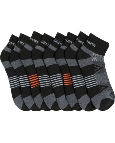Rainforest 8-pack Half Cushioned Quarter Socks - Black