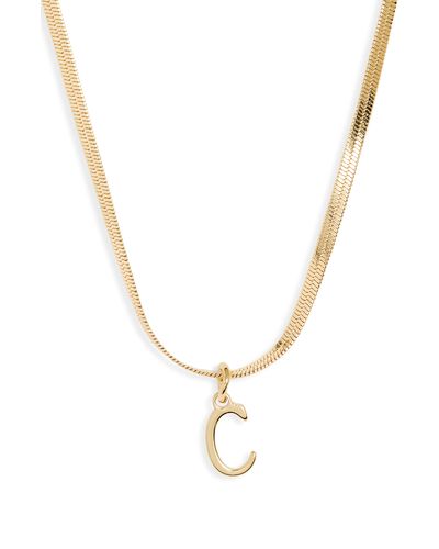 Nordstrom Herringbone Chain Initial Pendant Necklace - Metallic