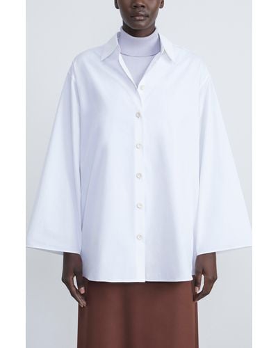 Lafayette 148 New York Oversized Button Down Shirt - White