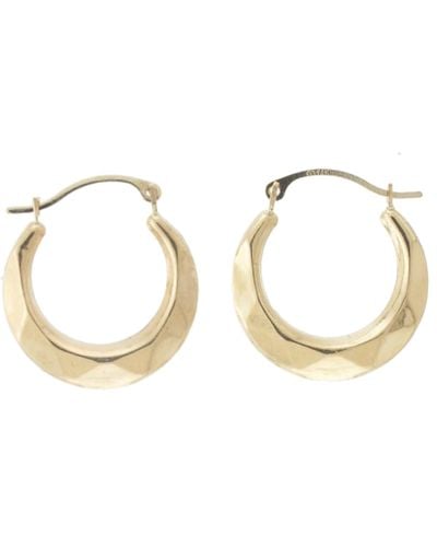 CANDELA JEWELRY 10k Gold Faceted Hoop Earrings - Metallic
