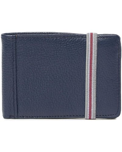 1901 Hudson Leather Slim Bifold Wallet - Blue