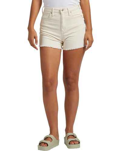 Silver Jeans Co. Highly Desirable High Waist Stretch Corduroy Cutoff Shorts - White