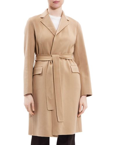 Theory Wool & Cashmere Wrap Coat - Natural