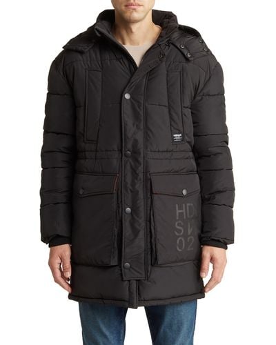 Hudson Jeans Quilted Hooded Puffer Jacket - Black