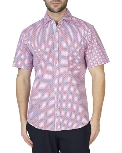 Tailorbyrd Retro Geo Knit Short Sleeve Shirt - Purple