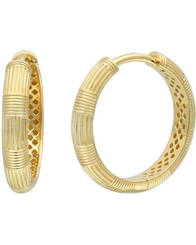 Bony Levy 14k Gold Crosshatched Hoop Earrings - Metallic
