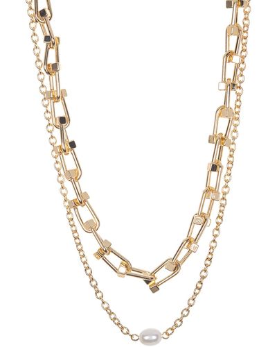 Cara Multi Strand Imitation Pearl Necklace In Gold At Nordstrom Rack - Metallic