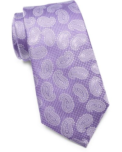 Duchamp Paisley Silk Tie - Purple
