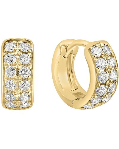 Effy 14k Yellow Gold Diamond Huggie Hoop Earrings - Metallic
