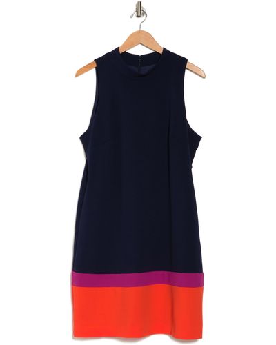 Tahari Colorblock Sleeveless Minidress - Blue